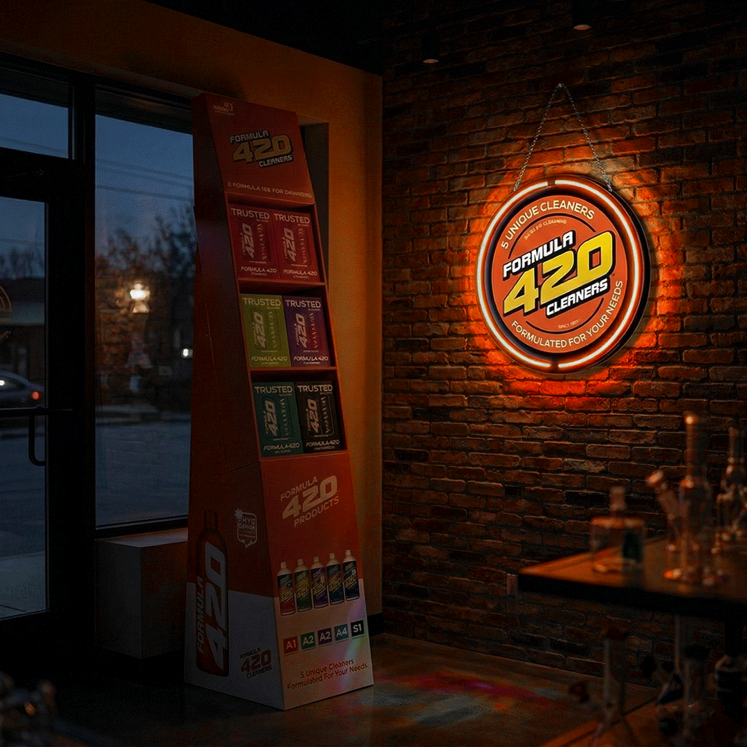 Formula 420 illuminated sign and product history