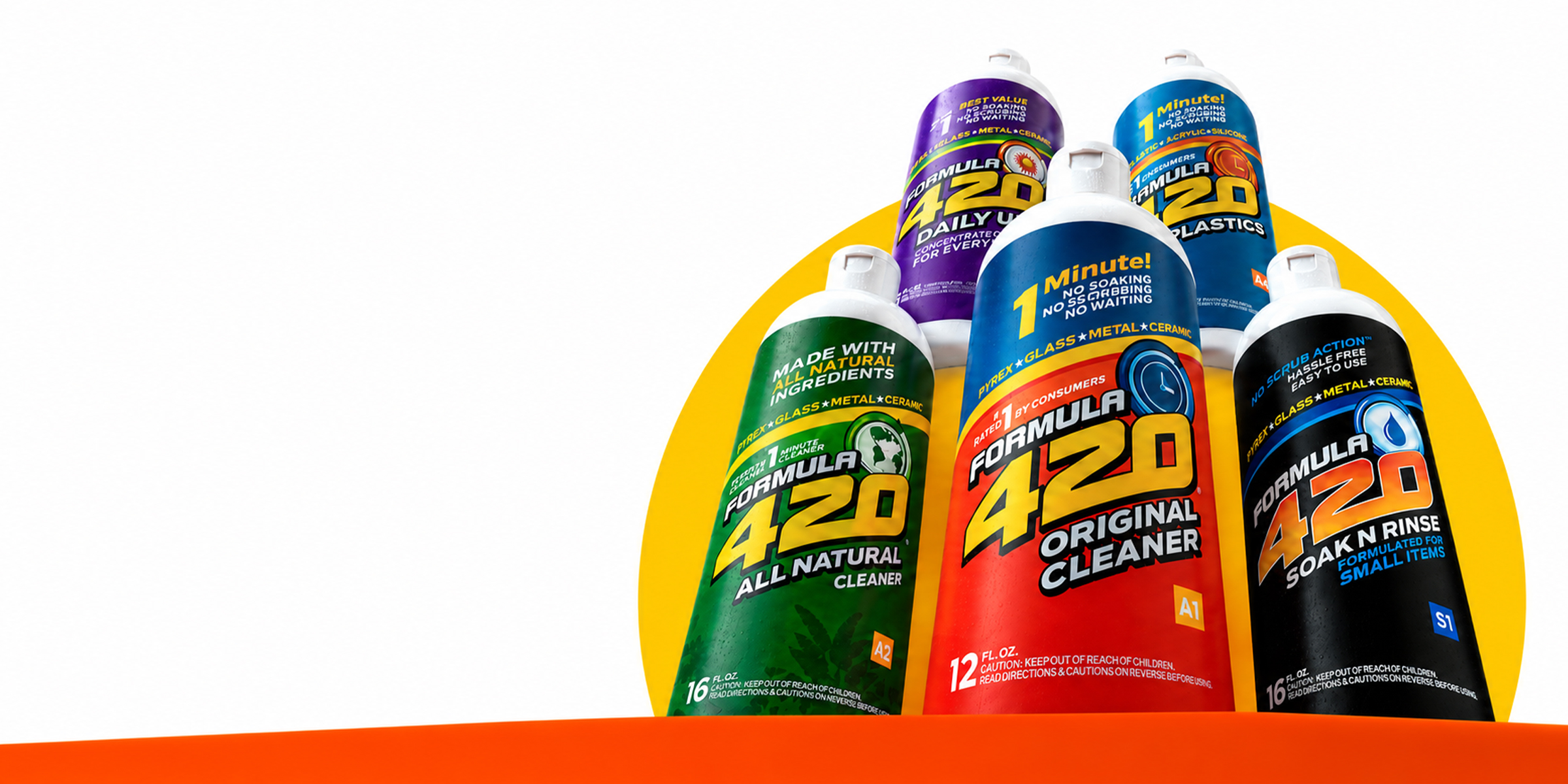 Formula 420 hero artwork with bottle lineup
