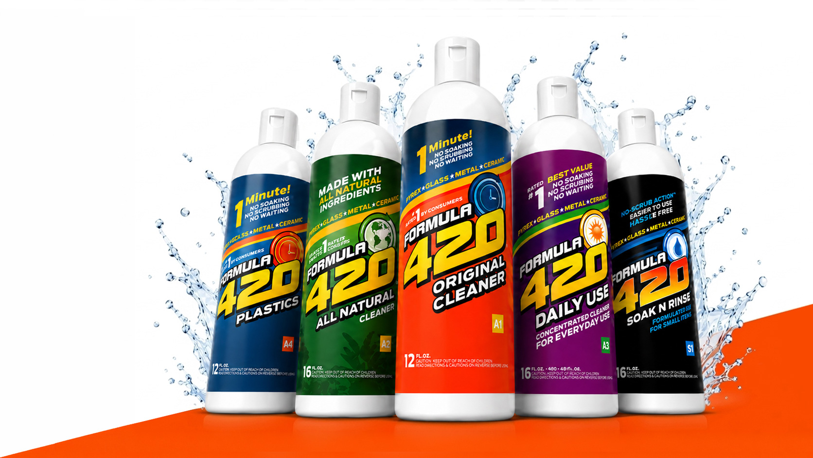 Formula 420 complete cleaner family with water splash